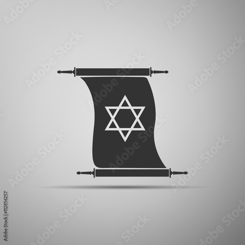 Star of David on scroll icon into grey background