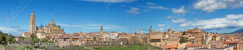 SEGOVIA, SPAIN, APRIL - 14, 2016: Cathedral Nuestra Senora de la Asuncion y de San Frutos de Segovia and the panorama of the town.