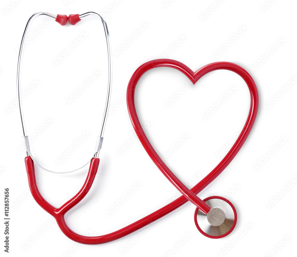 Medical stethoscope in a heart shape isolated on white Medical stethoscope in a heart shape isolated on white
