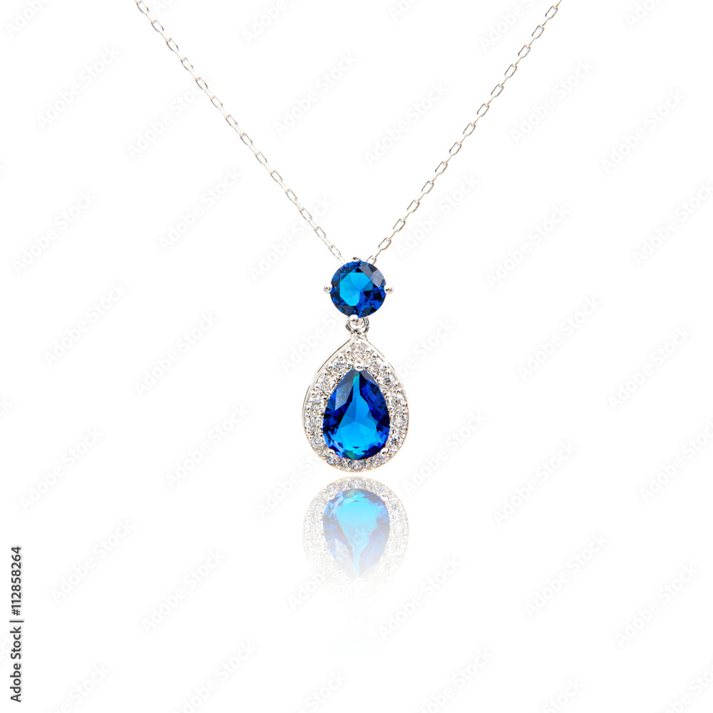 Sapphire pendant isolated on white Sapphire pendant isolated on white