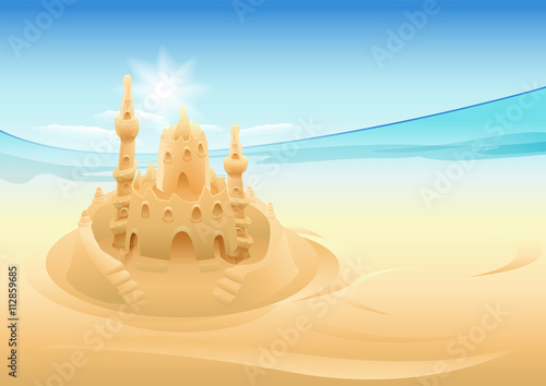 Sand castle. Summer holidays at sea