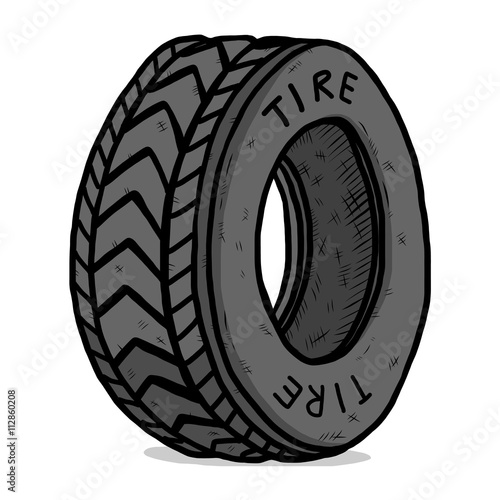 tire / cartoon vector and illustration, hand drawn style, isolated on white background.