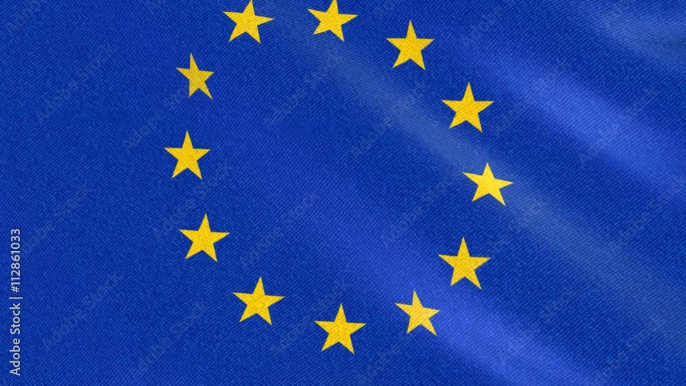 Flag of European Union waving in the wind - highly detailed fabric texture Flag of European Union waving in the wind - highly detailed fabric texture