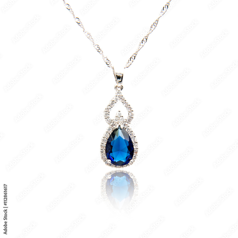 Sapphire pendant isolated on white