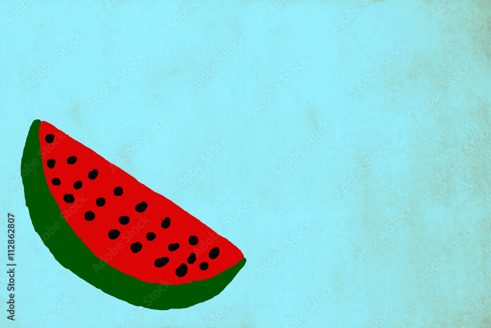 Funny watermelon on turquoise background Funny watermelon on turquoise background