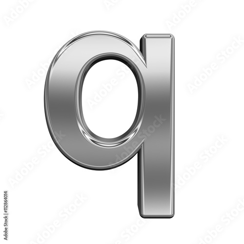 One lower case letter from titanium alphabet set, isolated on white. 3D illustration.One lower case letter from titanium alphabet set, isolated on white. 3D illustration.