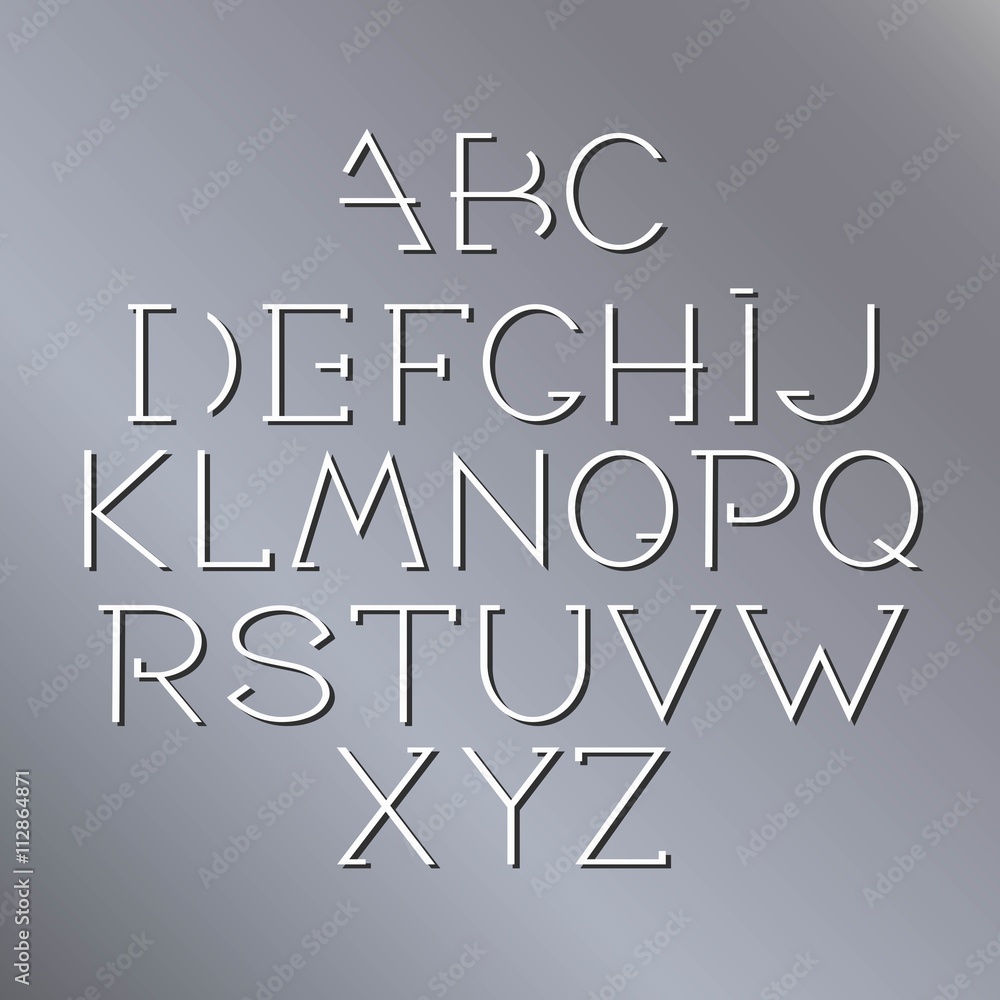 Vector linear font - simple and minimalistic alphabet in line style