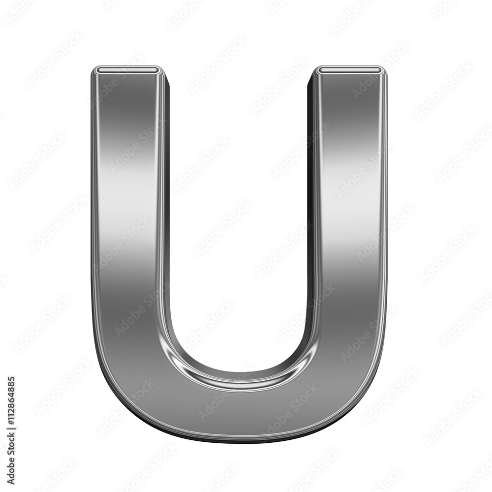 One letter from titanium alphabet set, isolated on white. 3D illustration. One letter from titanium alphabet set, isolated on white. 3D illustration.