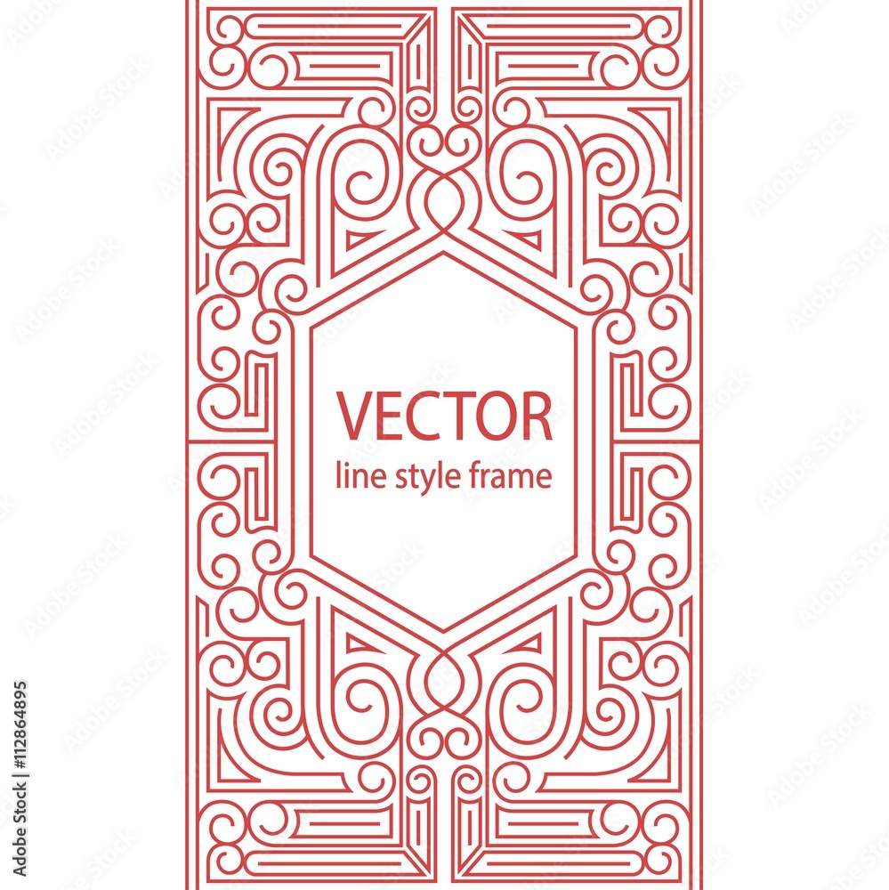 Vector geometric linear style frame - art deco border for text. Sketchbook cover  design Stock Vector | Adobe Stock