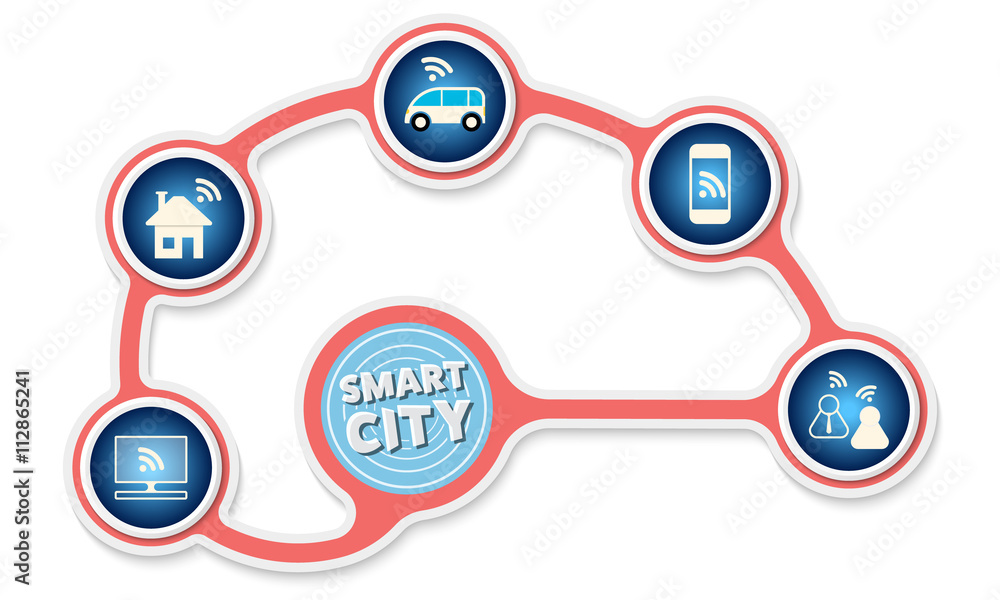 Red circular object and a different icons Red circular object and a different icons