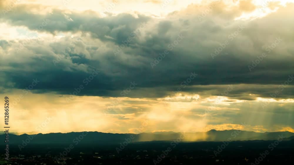 Clouds and Rainy Stormy Night with Sun Rays. Clouds and Rainy Stormy Night with Sun Rays.