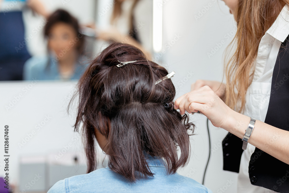 stylist hairdresser in barber shop doing haircut closeup of work stylist hairdresser in barber shop doing haircut closeup of work