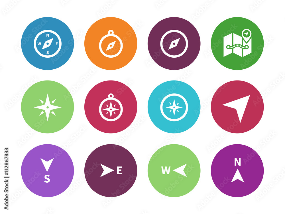Compass circle icons on white background. Compass circle icons on white background.