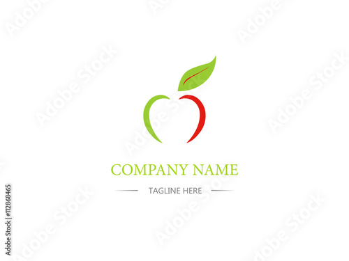 Apple icon design. Business logo. Sign, symbol. Cartoon, flat style.