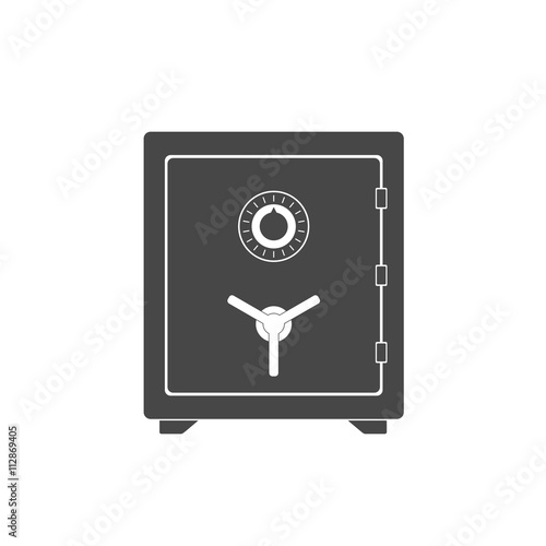 Safe vector icon in a flat style. Safe metal box money secure and safe money concept symbol. Security finance steel safe treasure storage. Closed safe isolated on a white background