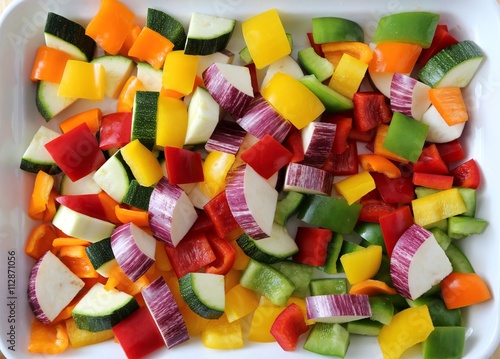 Colored vegetables.