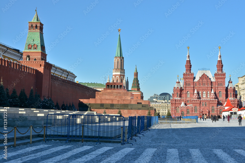 Moscow Kremlin and Lenin's Mausoleum. Moscow Kremlin and Lenin's Mausoleum.