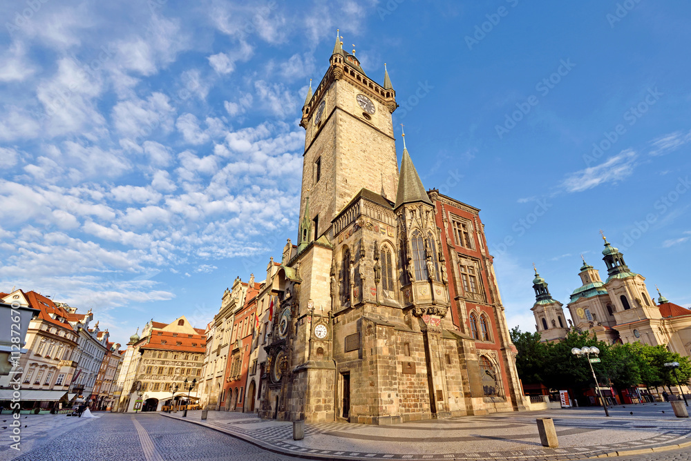 Magical panoramic view of Clock Tower and Astronomical Clock (Or
