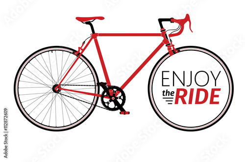 Classic mens town, road bike with enjoy the ride title, detailed vector illustration for card, t-shirt, etc.