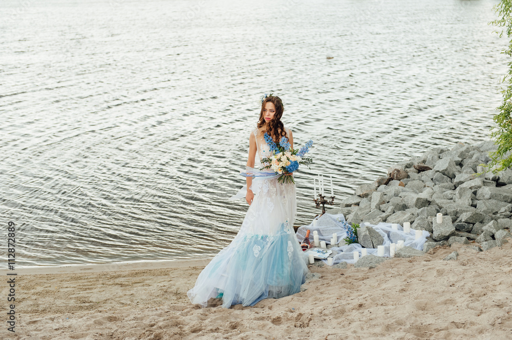 Beautiful young bride in luxury wedding dress Beautiful young bride in luxury wedding dress