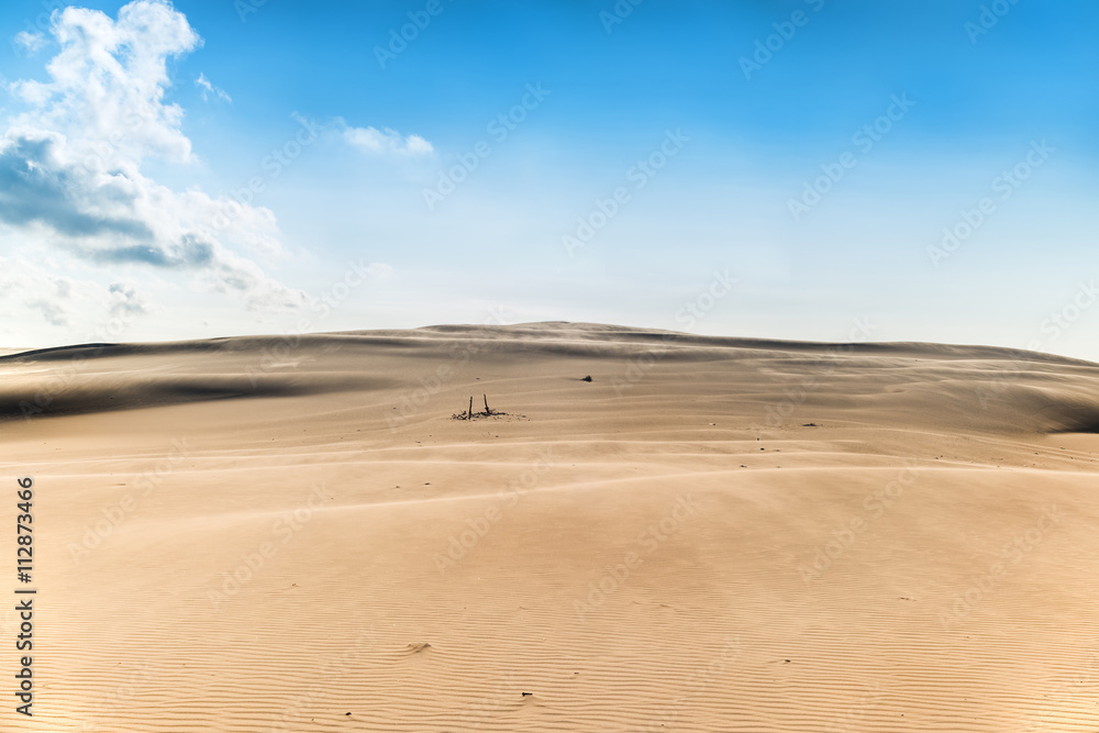 Wiatr wiejący na piaszczystej pustyni.