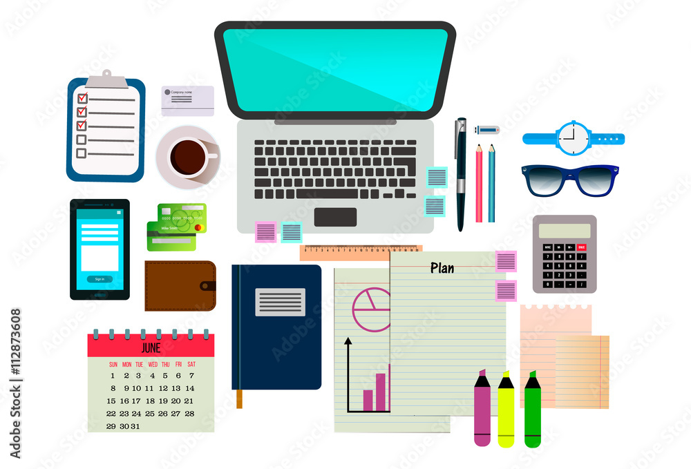 Set of objects for business banners, headers and backgrounds Set of objects for business banners, headers and backgrounds