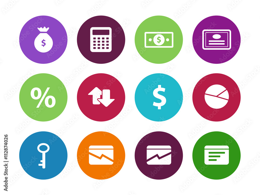 Economy circle icons on white background. Economy circle icons on white background.