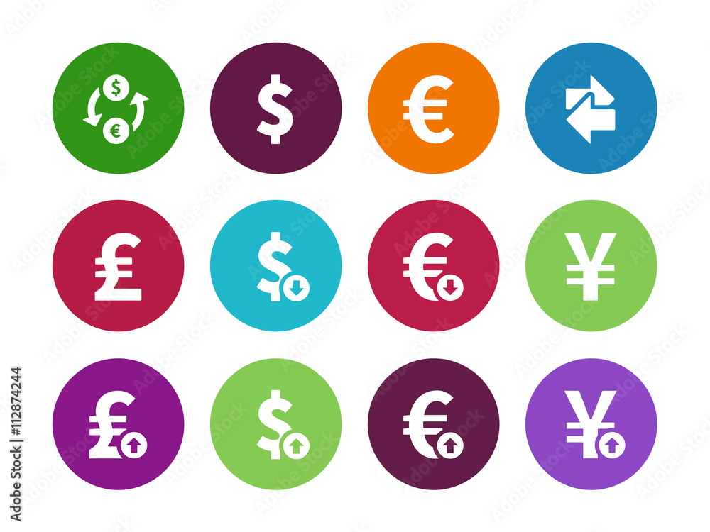 Exchange Rate circle icons on white background Exchange Rate circle icons on white background