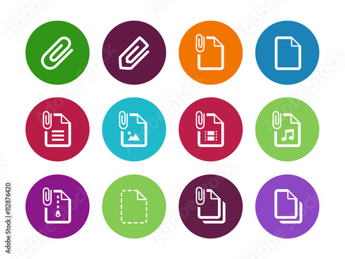 File Clip circle icons on white background.