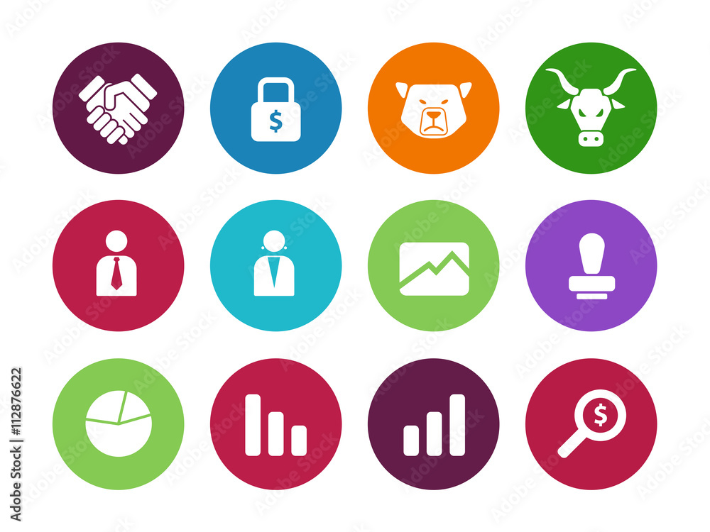 Finance circle icons on white background. Finance circle icons on white background.