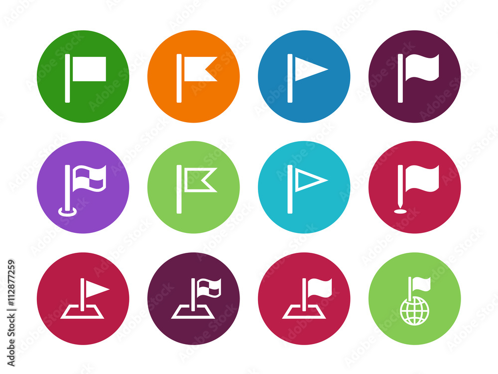 Flag circle icons on white background. Flag circle icons on white background.