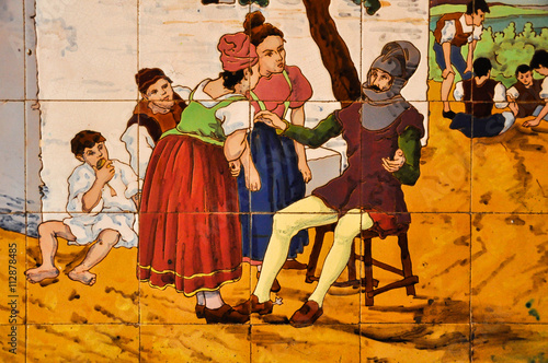 Escena de Don Quijote, cerámica, Sevilla, España