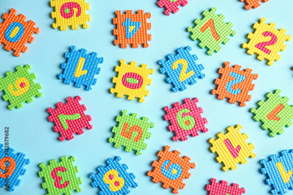 Children toys on blue background Children toys on blue background