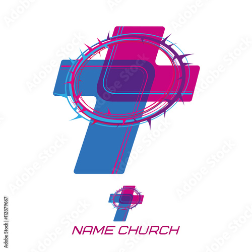 Template logo Christian Cross stylized youth