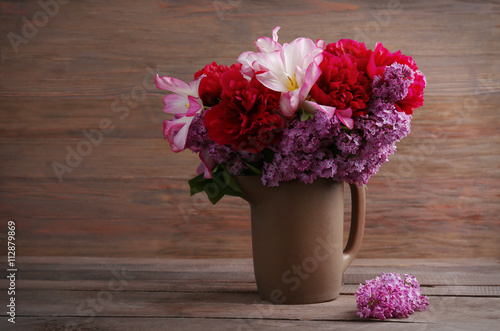 Wallpaper Mural Beautiful fresh bouquet on wooden background Torontodigital.ca