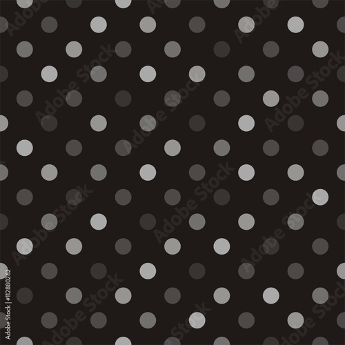 Tile vector pattern with polka dots on black background