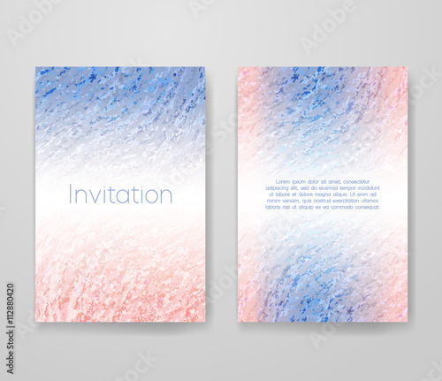 Business card with trendy colors rose quartz and serenity. Flyer template set, invitation collection, abstract elegant pattern vector design.