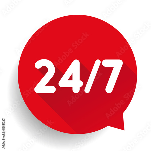 24 7 icon. open 24 hours a day and 7 days a week