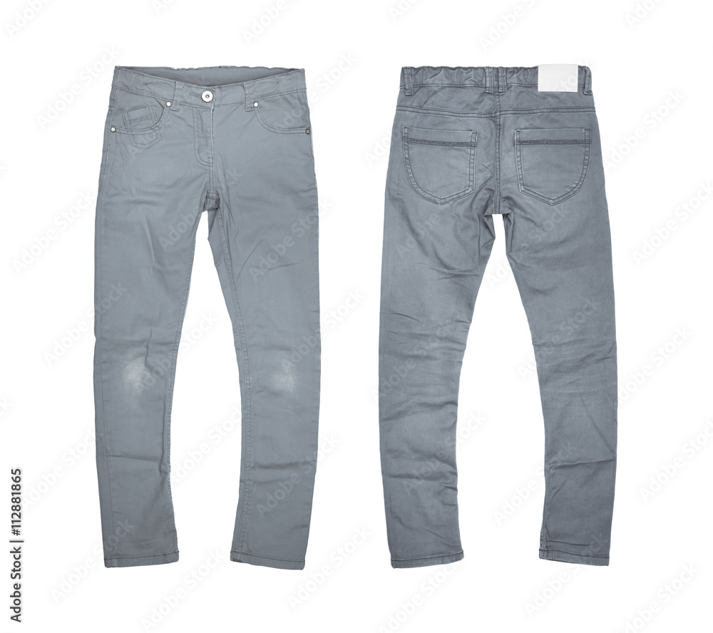 gray jeans on a white background Stock Photo | Adobe Stock