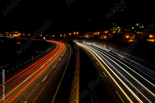 Night photography traffic lines