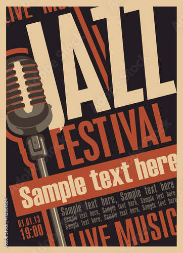 Poster for the jazz festival with a retro microphone