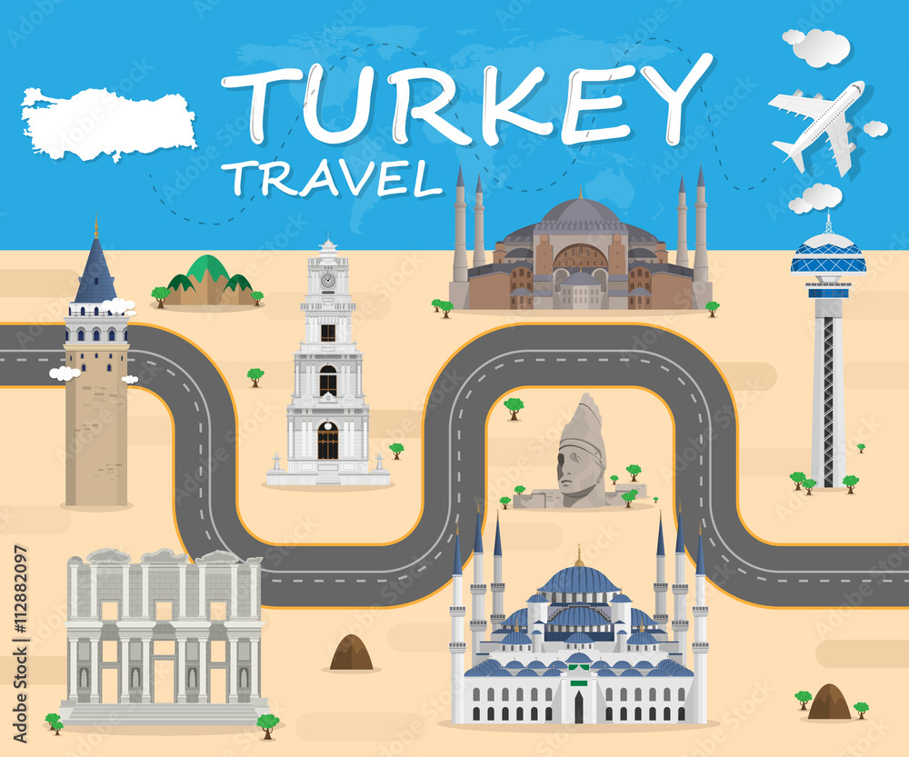 TURKEY Landmark Global Travel And Journey Infographic Vector Design Template.vector illustration