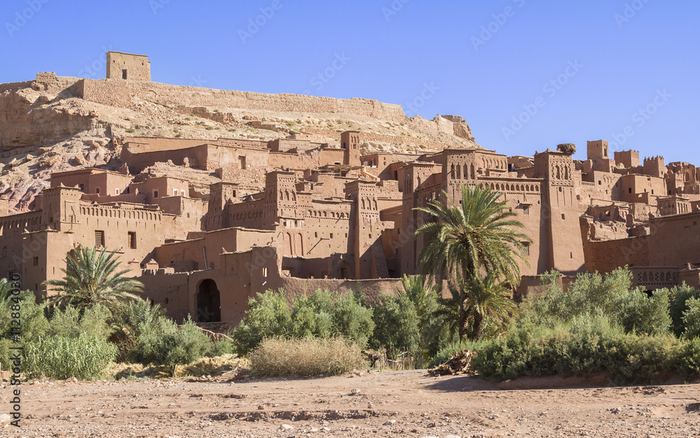 Ksar Ait Ben Hadu, adobe city in Morocco. World heritage by UNESCO.
