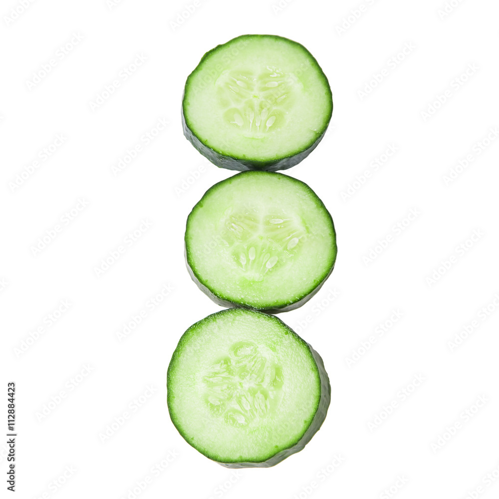 Three slices of fresh cucumber Three slices of fresh cucumber