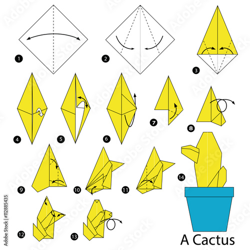 step by step instructions how to make origami A Cactus.