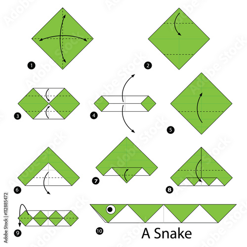 step by step instructions how to make origami A Snake.