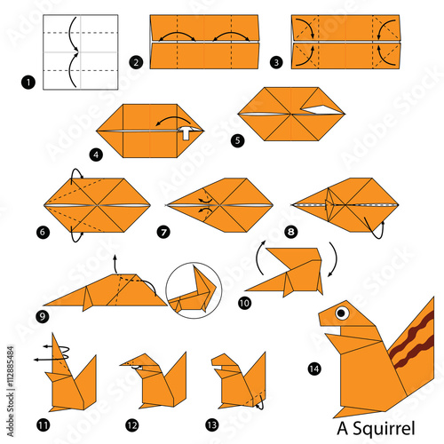 step by step instructions how to make origami A Squirrel.