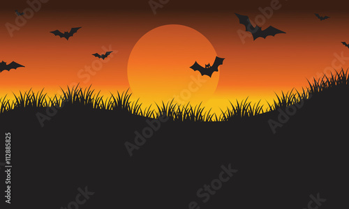 Halloween silhouette bat flying