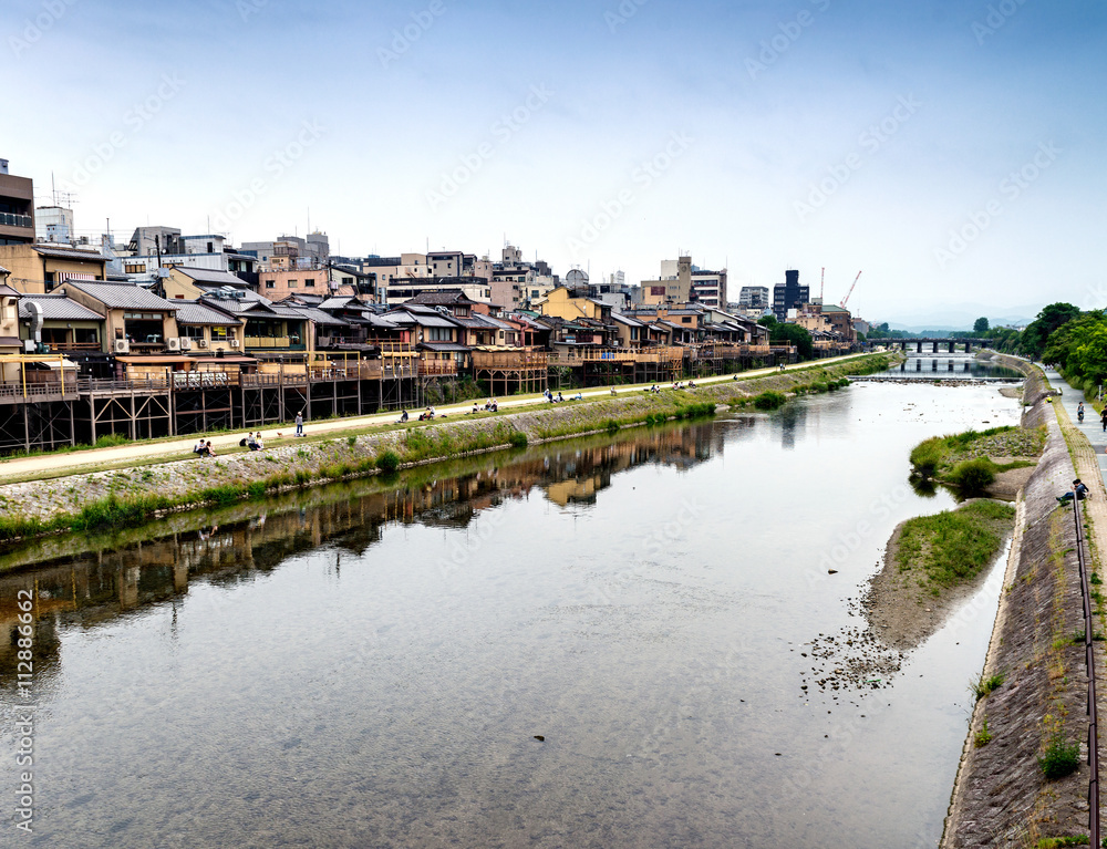 Kyoto skyline along the river