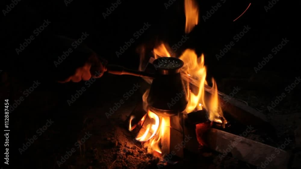 Making coffee over a campfire in the coffee maker
Making coffee over a campfire in the coffee maker
